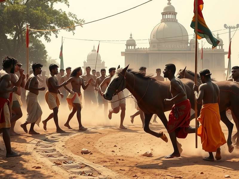 Traditional Sacred Sprint Saga competition in rural India
