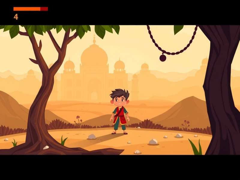 Nagpur Pixel Journeys gameplay screenshot showing character in Indian landscape