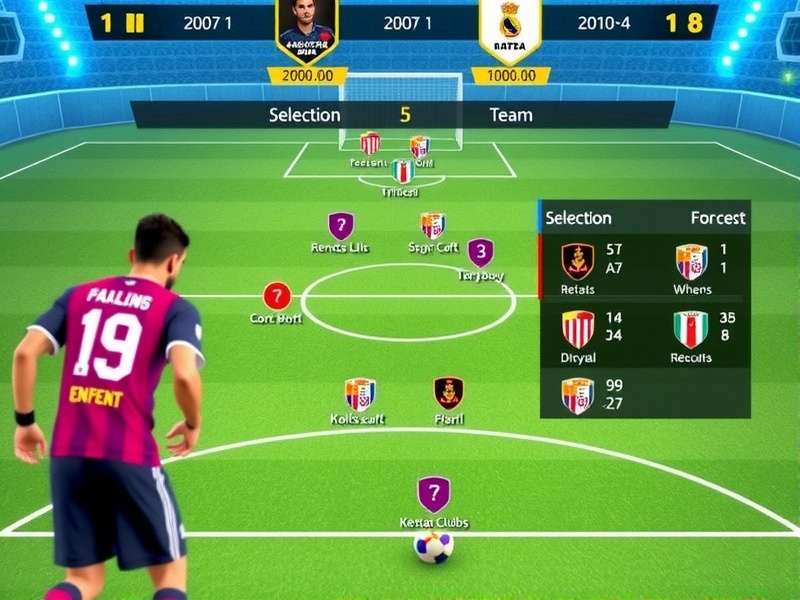 Kolkata Kickers Galaxy team selection screen showing various clubs