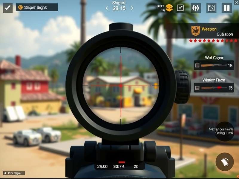 Fiesta Sniper King Pro gameplay screenshot showing sniper scope view