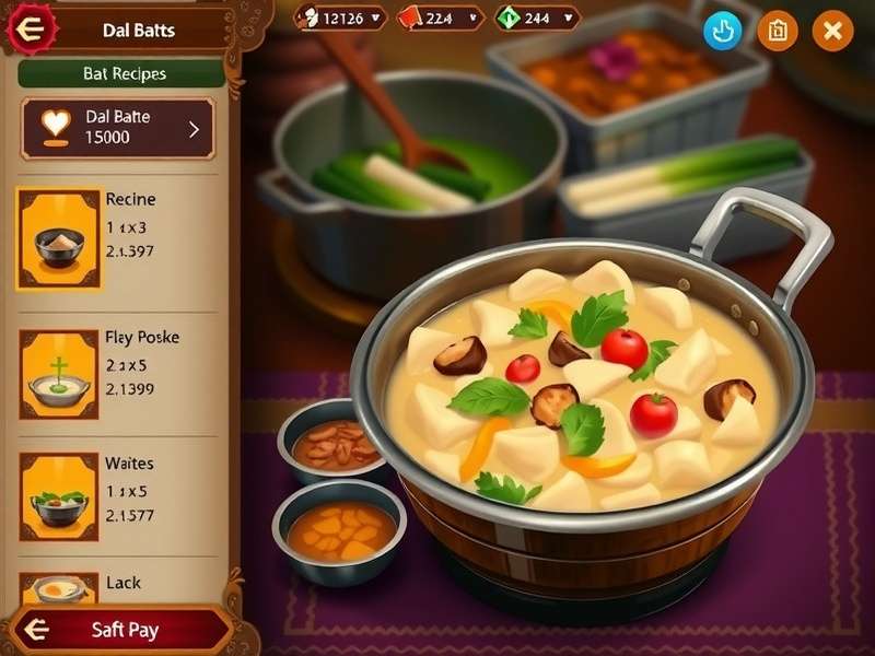 Dal Baati Champion gameplay screenshot showing cooking interface