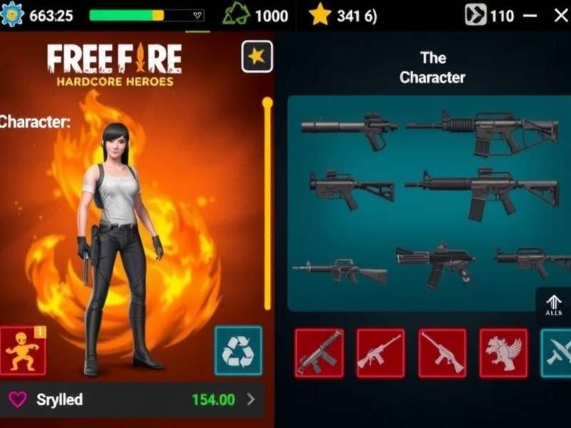 Free Fire Hardcore Heroes character selection screen