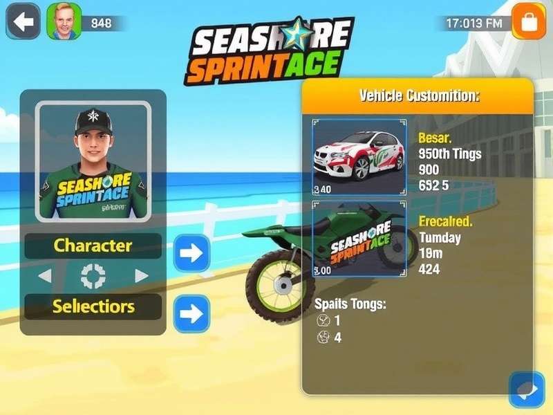 Seashore Sprint Ace Character Selection Screen