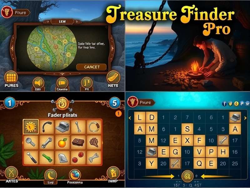 Treasure Finder Pro gameplay screenshot showing treasure hunting interface