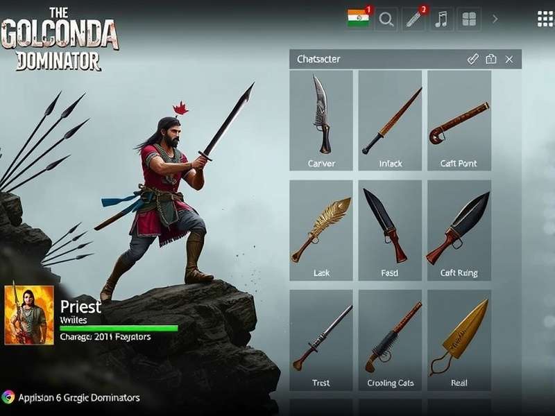 Golconda Warrior Dominator weapon collection showing various traditional Indian arms