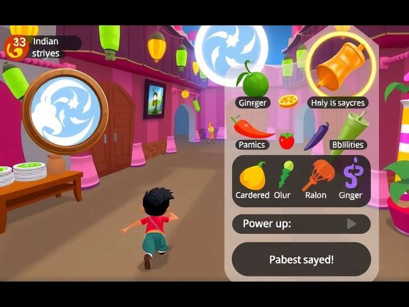Ginger Blaze Runner gameplay screenshot showing character running through vibrant Indian-inspired environment