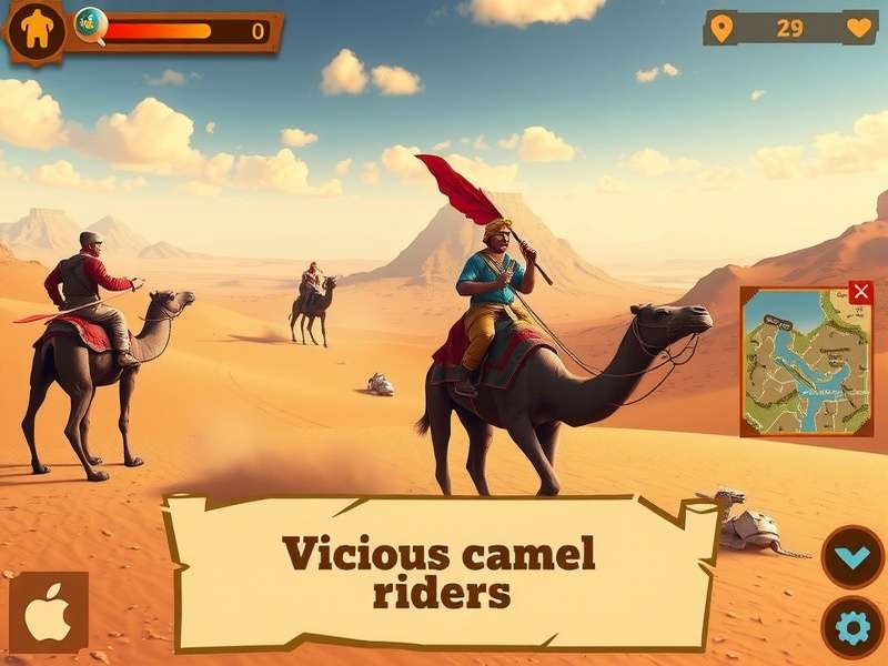 Vicious Camel Riders gameplay screenshot showing desert environment