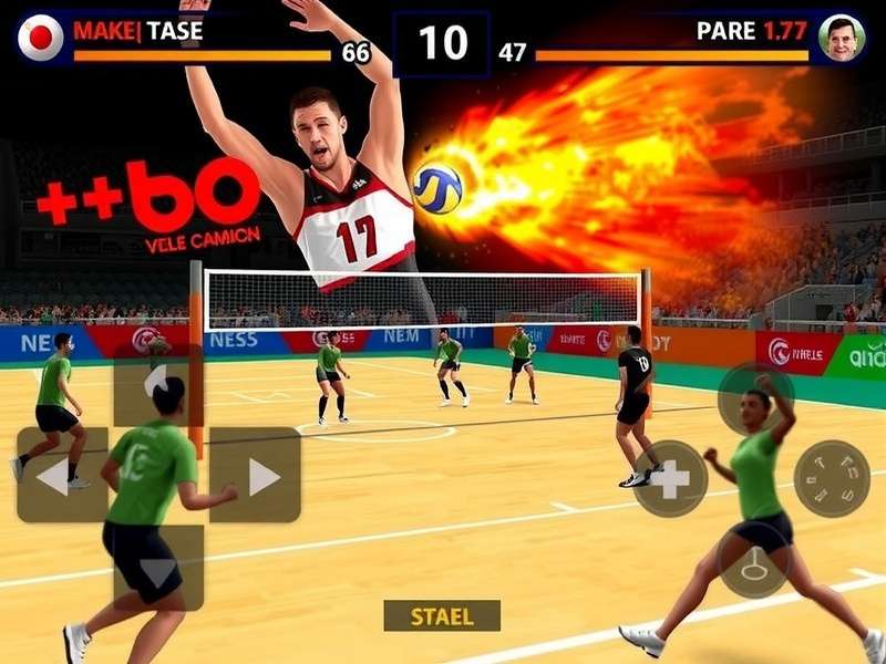 Pakistani Volley Champion X gameplay screenshot showing intense volleyball action