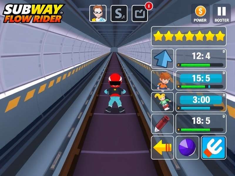 Subway Flow Rider power-ups and boosters display