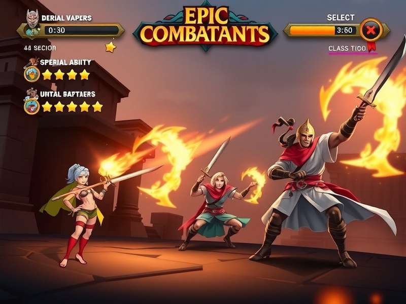 Epic Combatants gameplay screenshot showing warriors in battle
