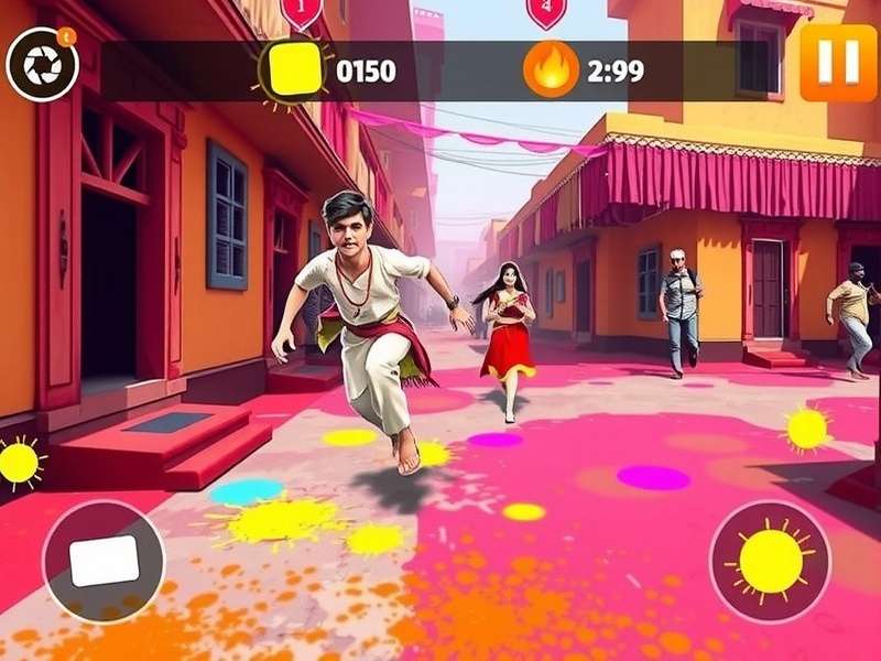 Gay Holi Run technical features showing optimized performance on mobile devices