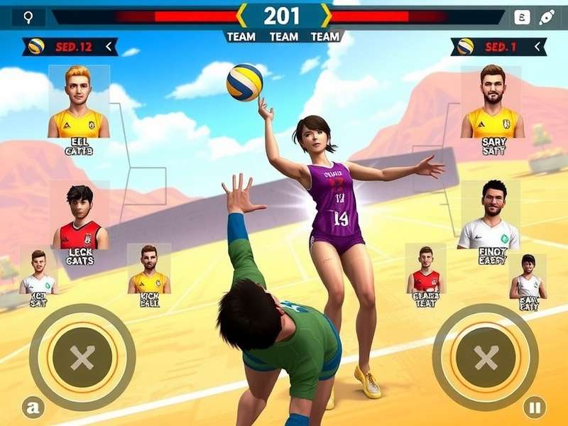 Elite Volley Champions gameplay screenshot showing intense volleyball action