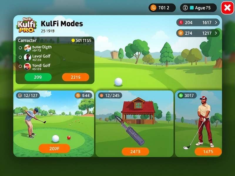 Kulfi Golf Pro character customization and equipment options