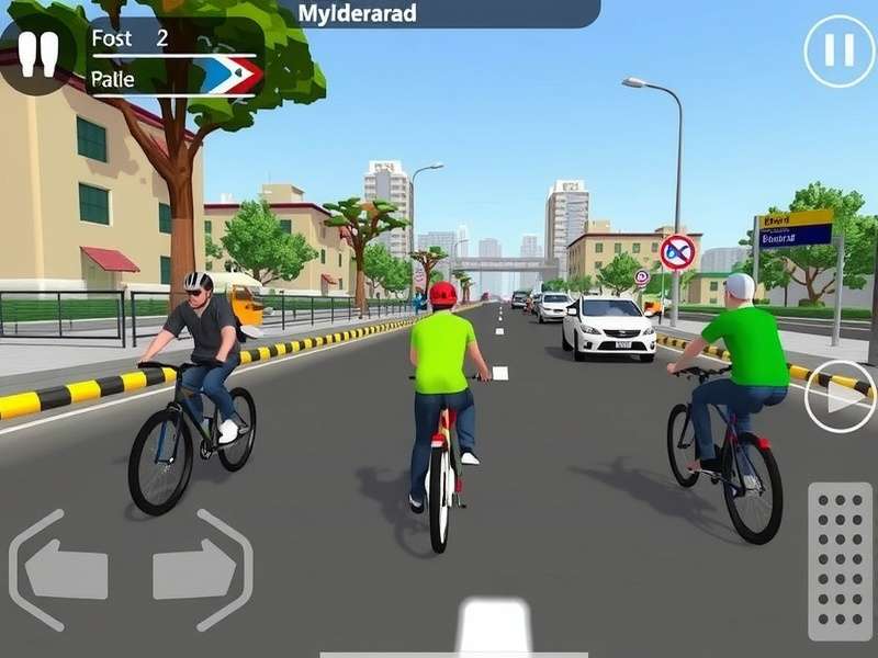 Madhapur Cycling Legends gameplay screenshot showing Hyderabad streets