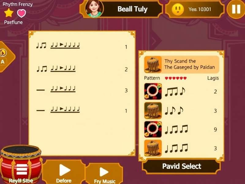 Music selection screen in Tandav Rhythm Frenzy