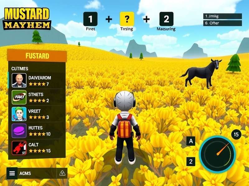 Mustard Mayhem gameplay screenshot showing vibrant mustard fields