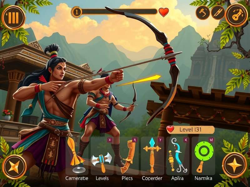 Mythical Indian Archer level progression interface