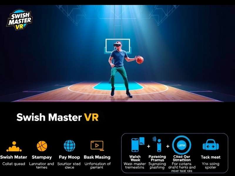 Swish Master VR gameplay showing player in virtual basketball court
