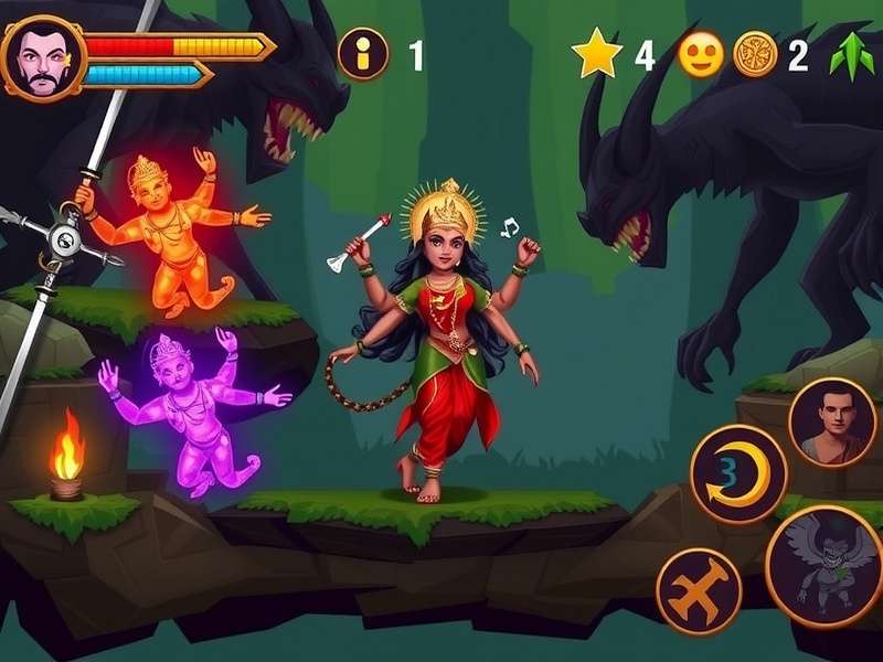 Mystic Durga S Adventure character gallery showing various mythological figures