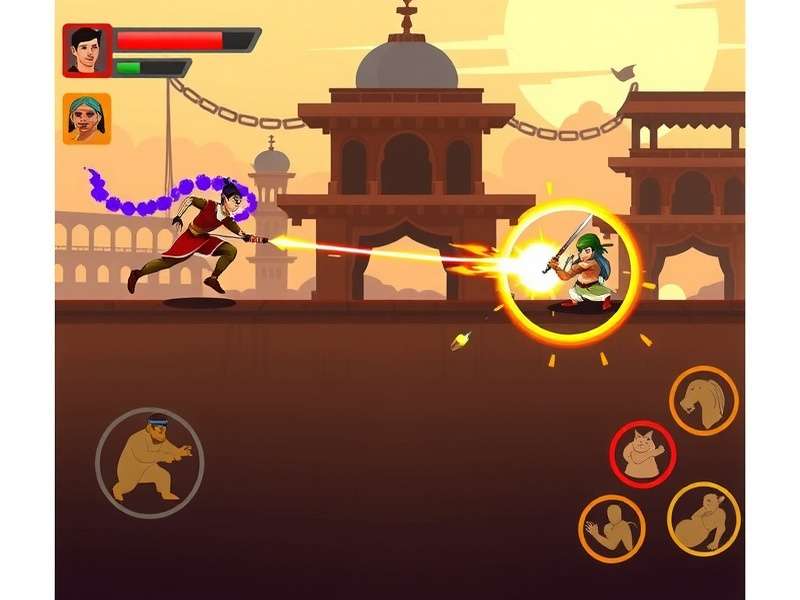 Holi Warrior Strike combat scene with colorful effects