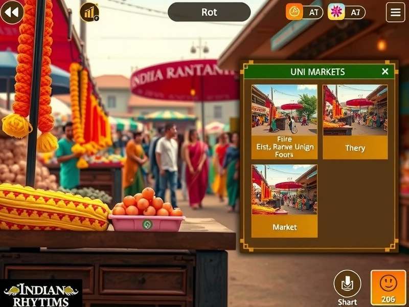 Indian Market Rhythms progression screen showing unlocked markets