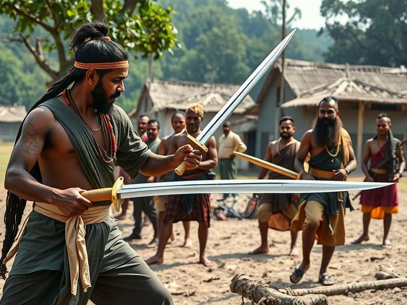 Training sequence showing Kindle Sword Combat techniques step by step