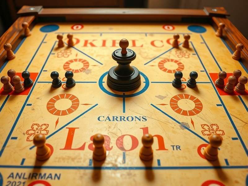 Historical Carrom board from early 20th century India