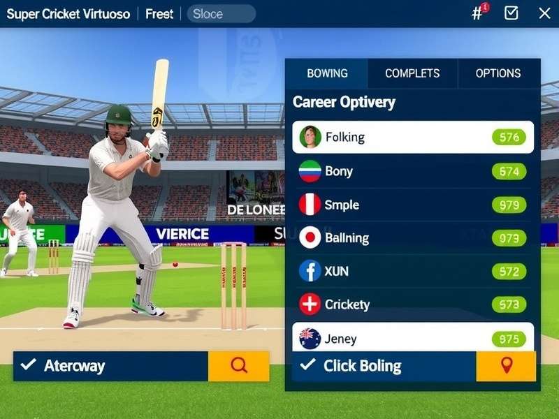 Super Cricket Virtuoso career mode progression screen
