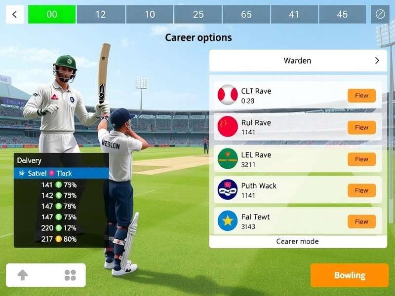 Super Cricket Virtuoso bowling interface with different delivery options