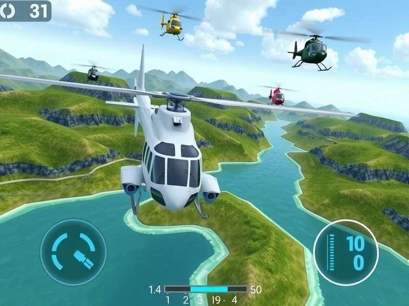 Indian Helix Flight gameplay screenshot showing helicopter navigation