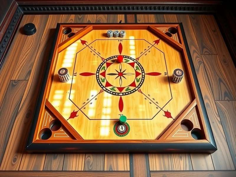 Professional Carrom Supreme Arena board setup with pieces and striker