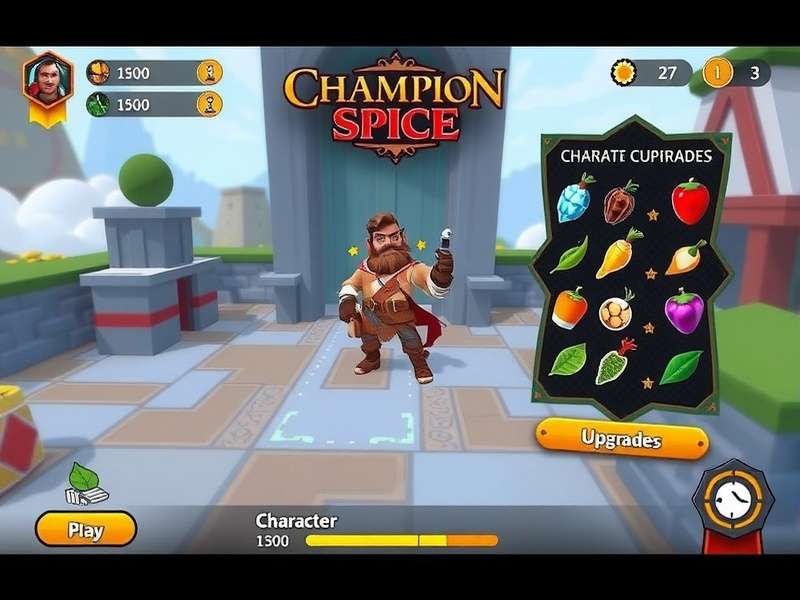 Champion Spice character selection and upgrade interface