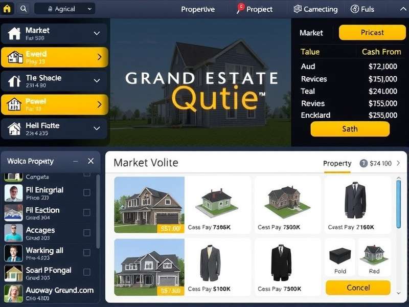 Grand Estate Grandeur market analysis interface showing property values