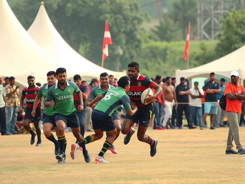 Community celebration at Coimbatore Rugby Champion event showing diverse audience