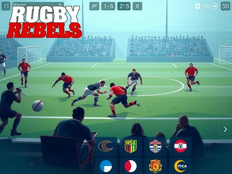 Rugby Rebels team selection screen showing various international teams