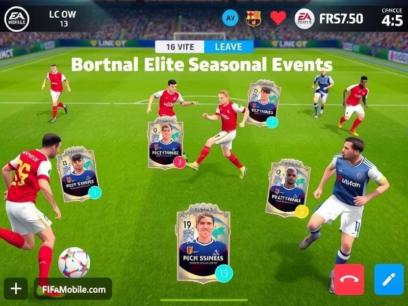 FIFA Mobile Elite team building interface showing player cards