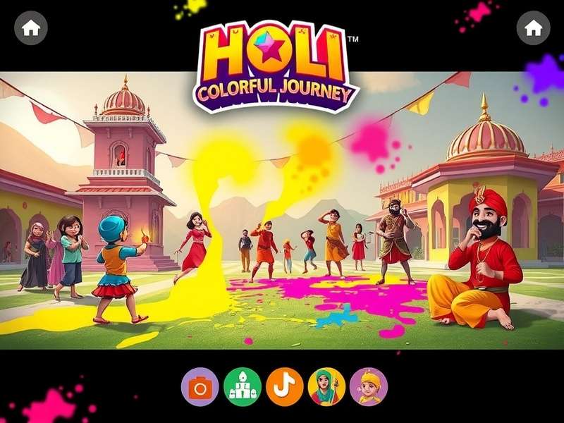 Traditional Holi Celebrations in the Game Cultural elements in Holi Colorful Journey showing traditional celebrations