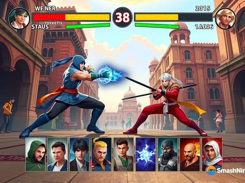 Delhi Smash Ninja character selection screen showing diverse fighters