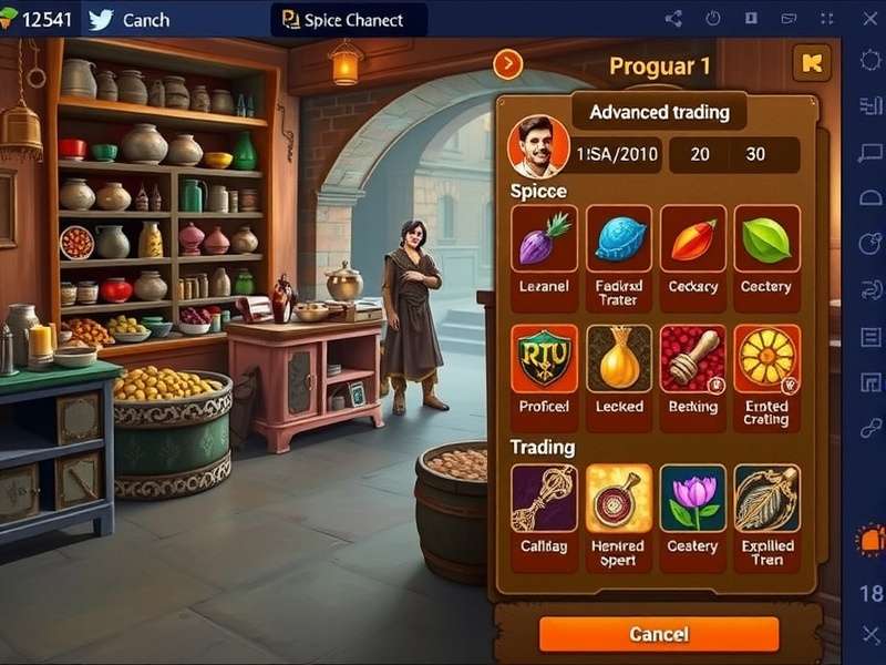 Maharaja S Spice gameplay screenshot showing spice market