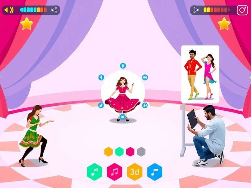 Bhangra Beat Beauty gameplay screenshot showing dance moves and rhythm patterns