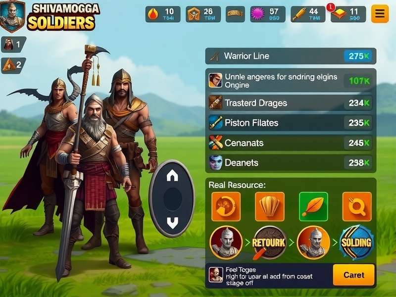 Character lineup showing different warrior classes in Shivamogga Strong Soldiers