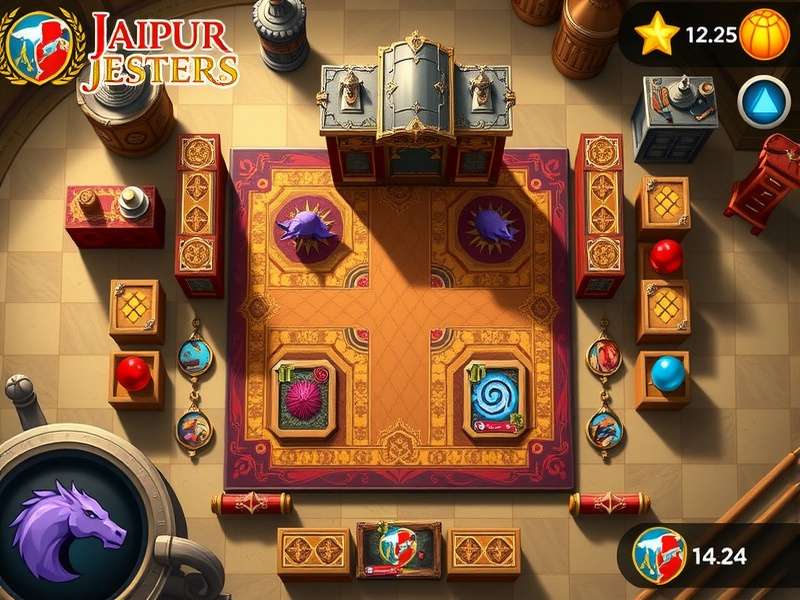Jaipur Jesters gameplay components and board setup