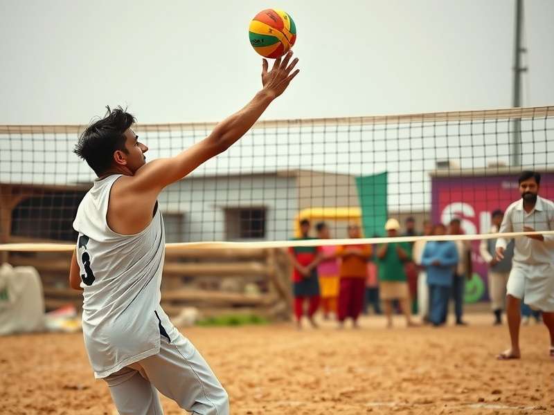 Historical depiction of traditional Punjabi Spike Master gameplay in rural setting