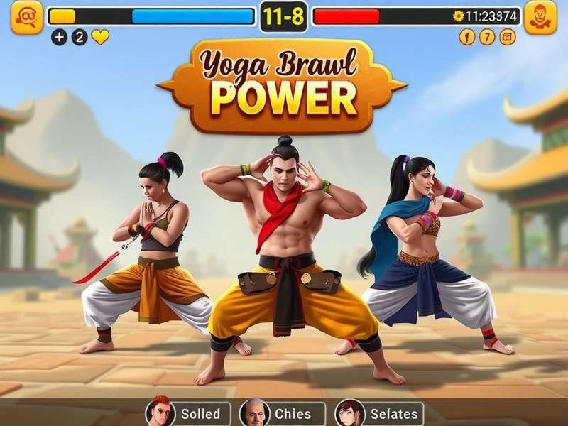 Yoga Brawl Power gameplay screenshot showing combat interface