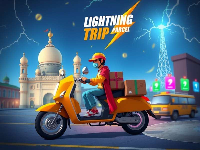 Lightning Parcel Trip gameplay showing delivery routes across Indian cities