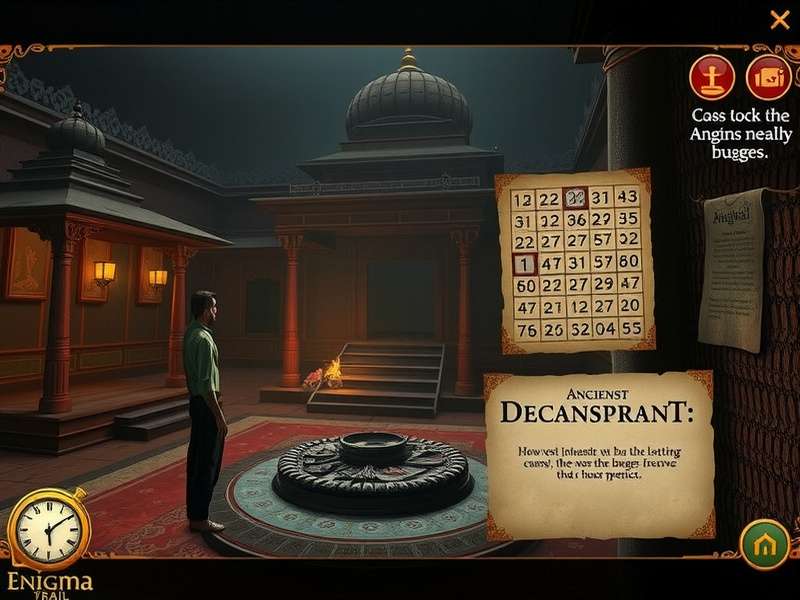 Midnight Enigma Trail puzzle interface showing ancient manuscript decoding