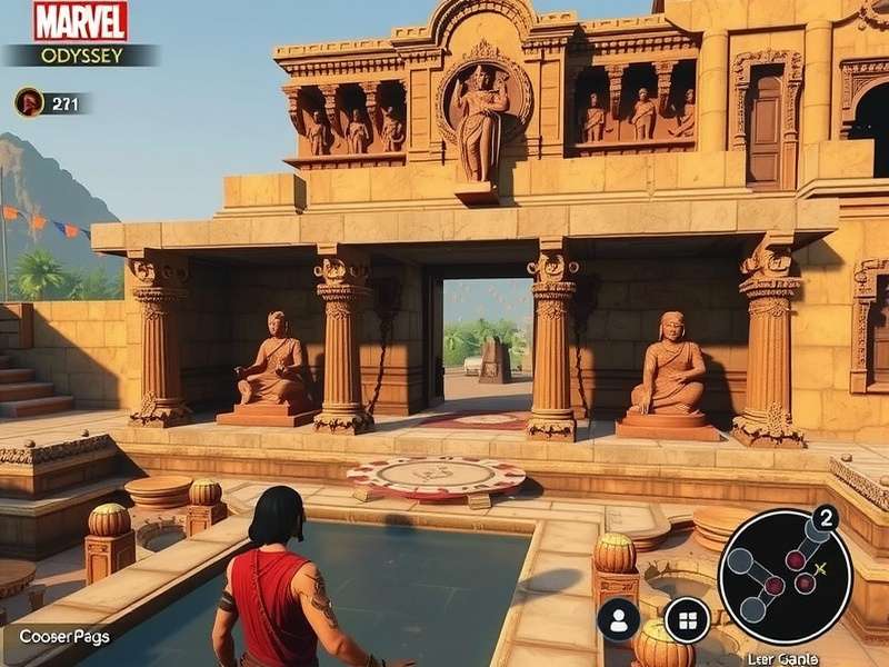 Belur Temple Marvel Odyssey gameplay screenshot showing temple exploration