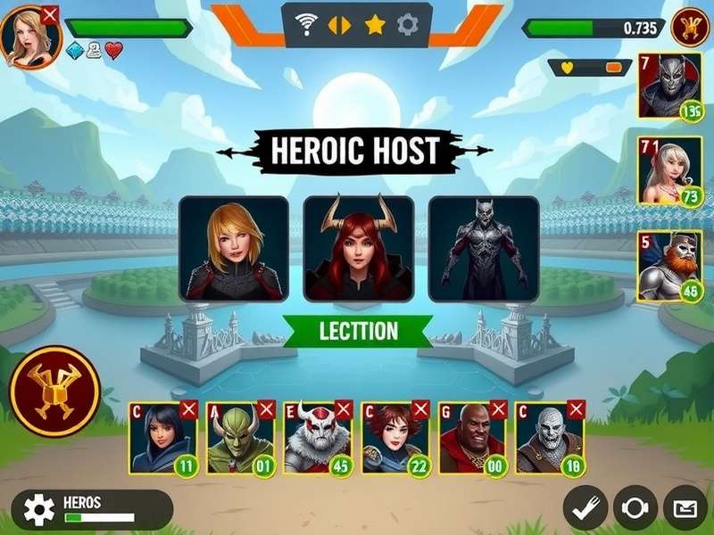Heroic Hosts character gallery showing diverse hero designs