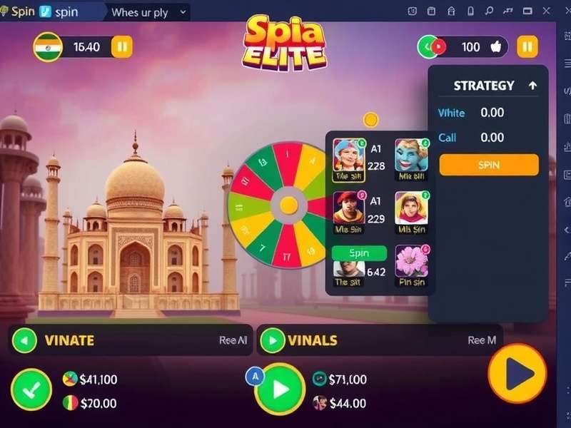 India Spin Elite gameplay interface showing cultural elements