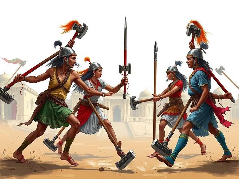 Collection of various mace weapons used in Maratha Empire Mace Battle game